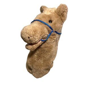 Horse Hand Puppet By R. Dakin & Co Plush Brown W/ Blue Halter 11" Long 1985